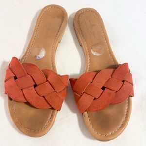 Mila Paoli Orange Braided Slide Sandals